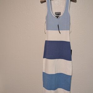 Lulu's Blue and White Striped Knit Dress NWT